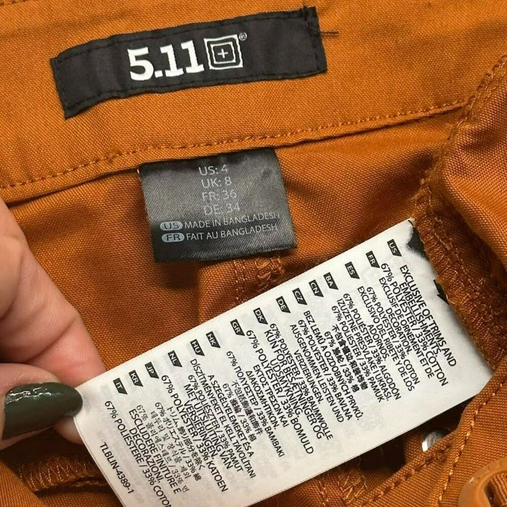 5.11 Tactical Shauna Shorts Orange 6-Pocket Bottoms Stretchy Size 4 High Rise - Picture 6 of 7